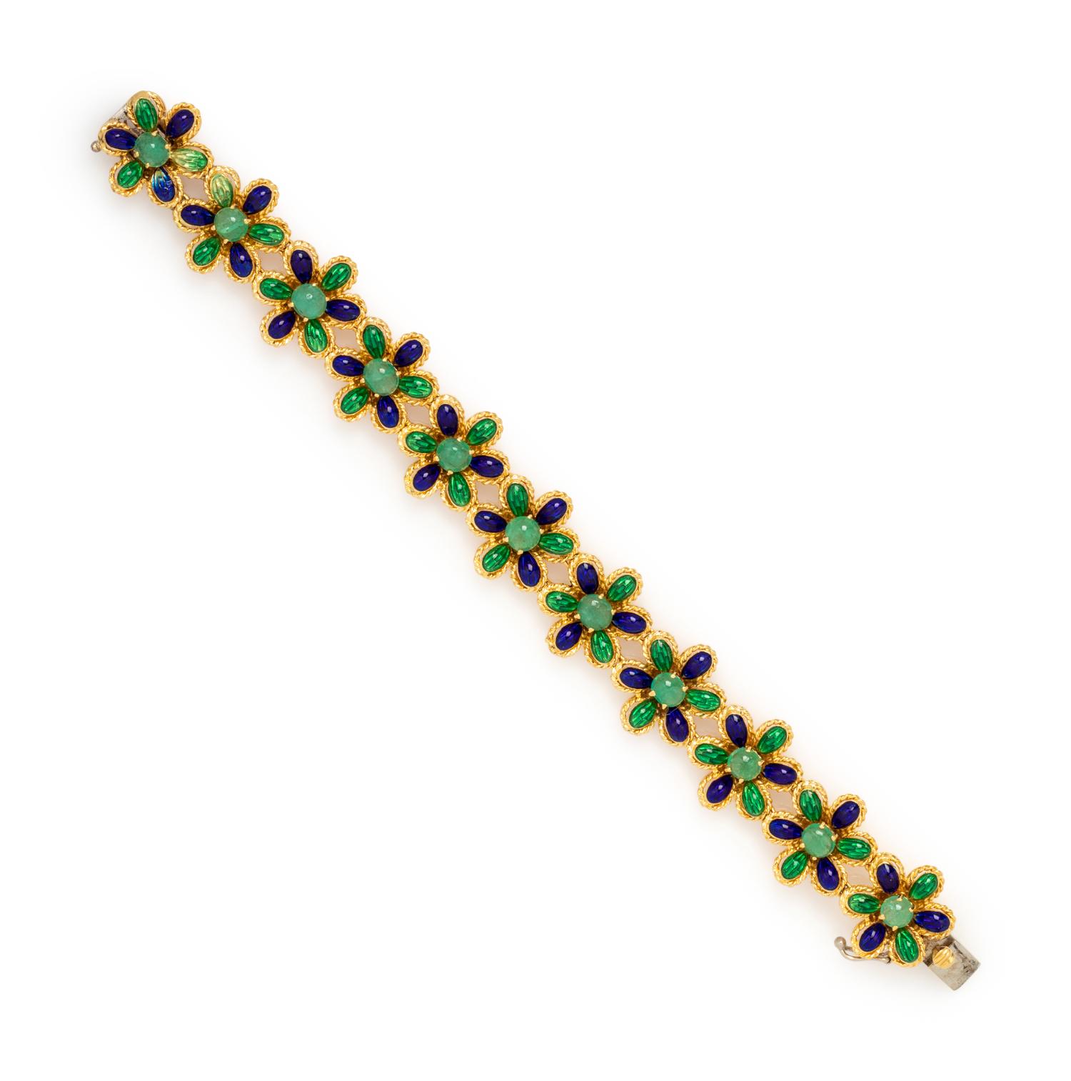 EMERALD AND ENAMEL BRACELET