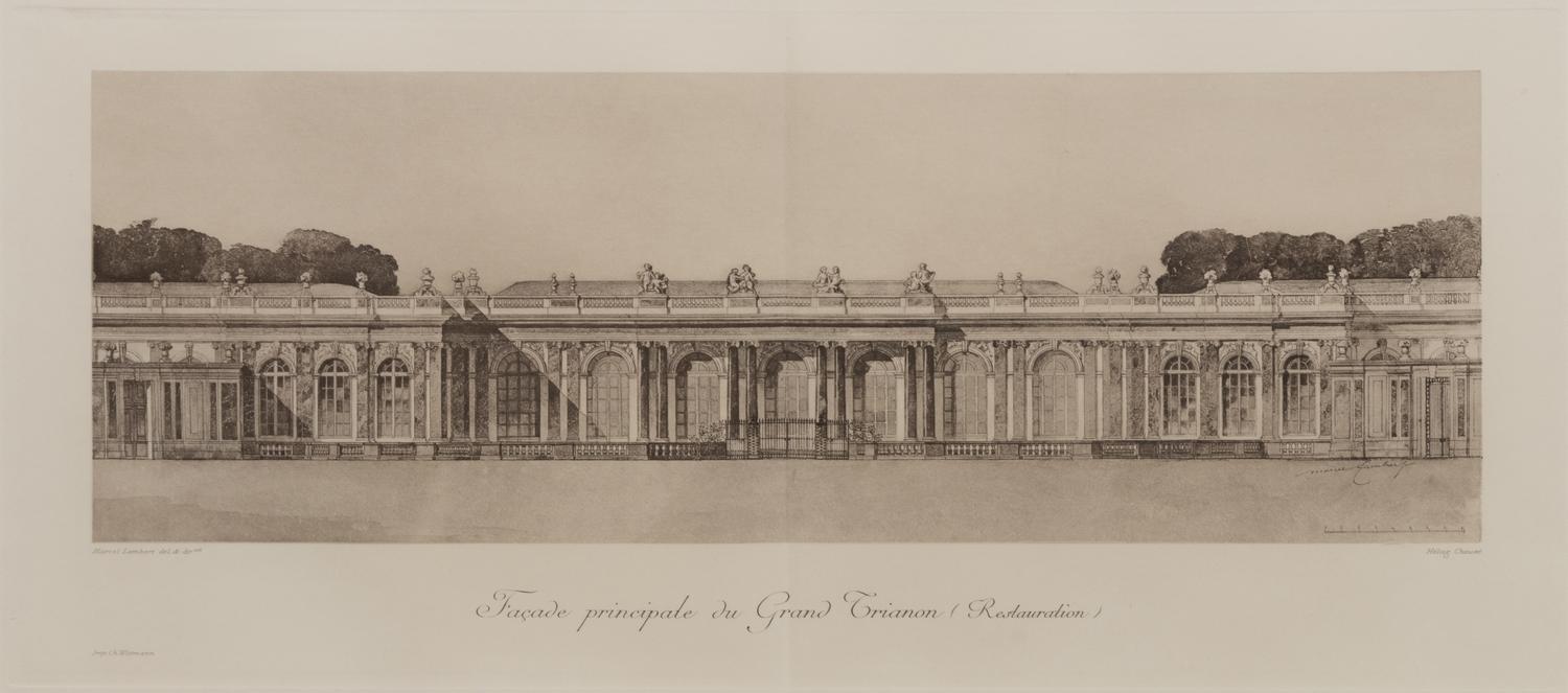 A Set of Six Framed Engravings Depicting Versailles and the Petit Trianon