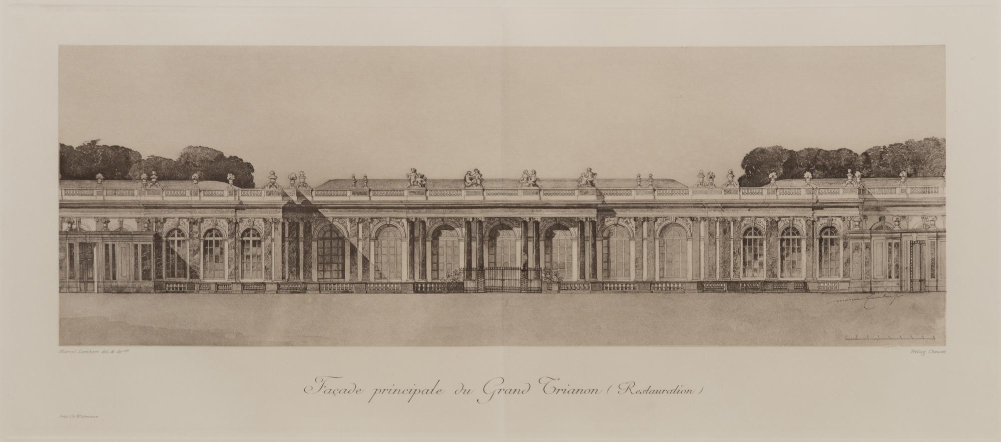 A Set of Six Framed Engravings Depicting Versailles and the Petit Trianon