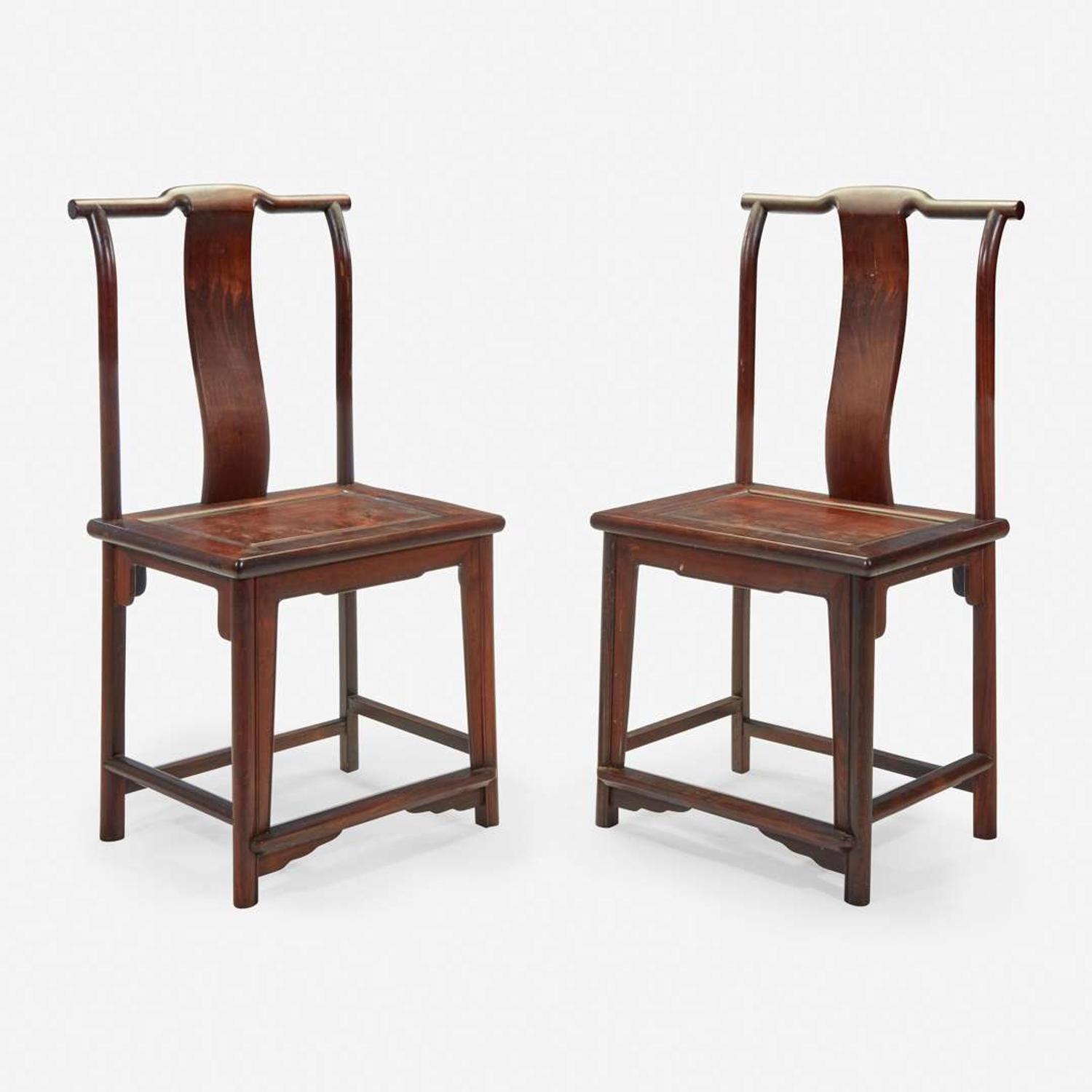 A pair of Chinese side chairs, possibly jichimu 椅子一对 或鸡翅木 19th/20th century ???????