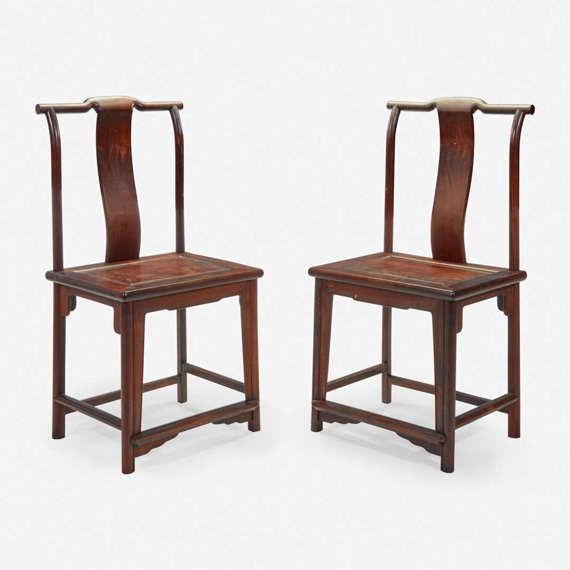 A pair of Chinese side chairs, possibly jichimu 椅子一对 或鸡翅木 19th/20th century ???????