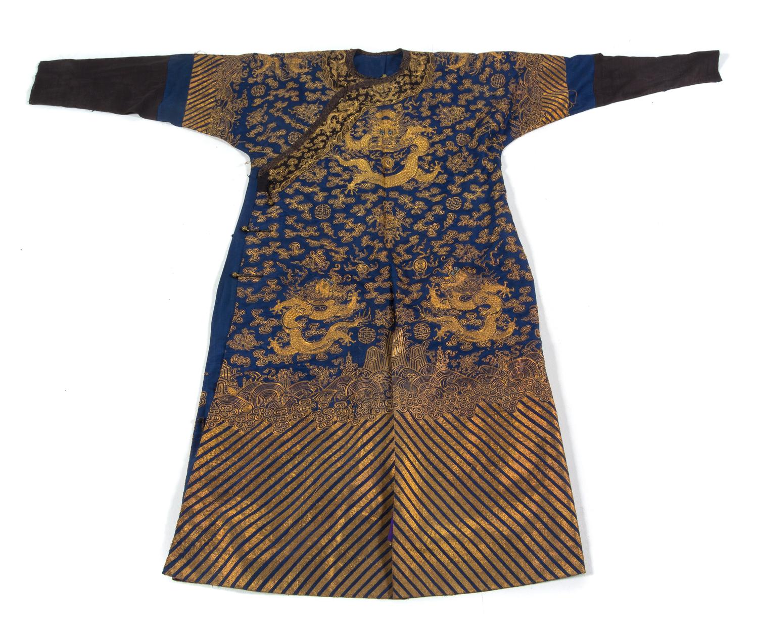 A Chinese Embroidered Silk Dragon Robe, Jifu — 19TH CENTURY