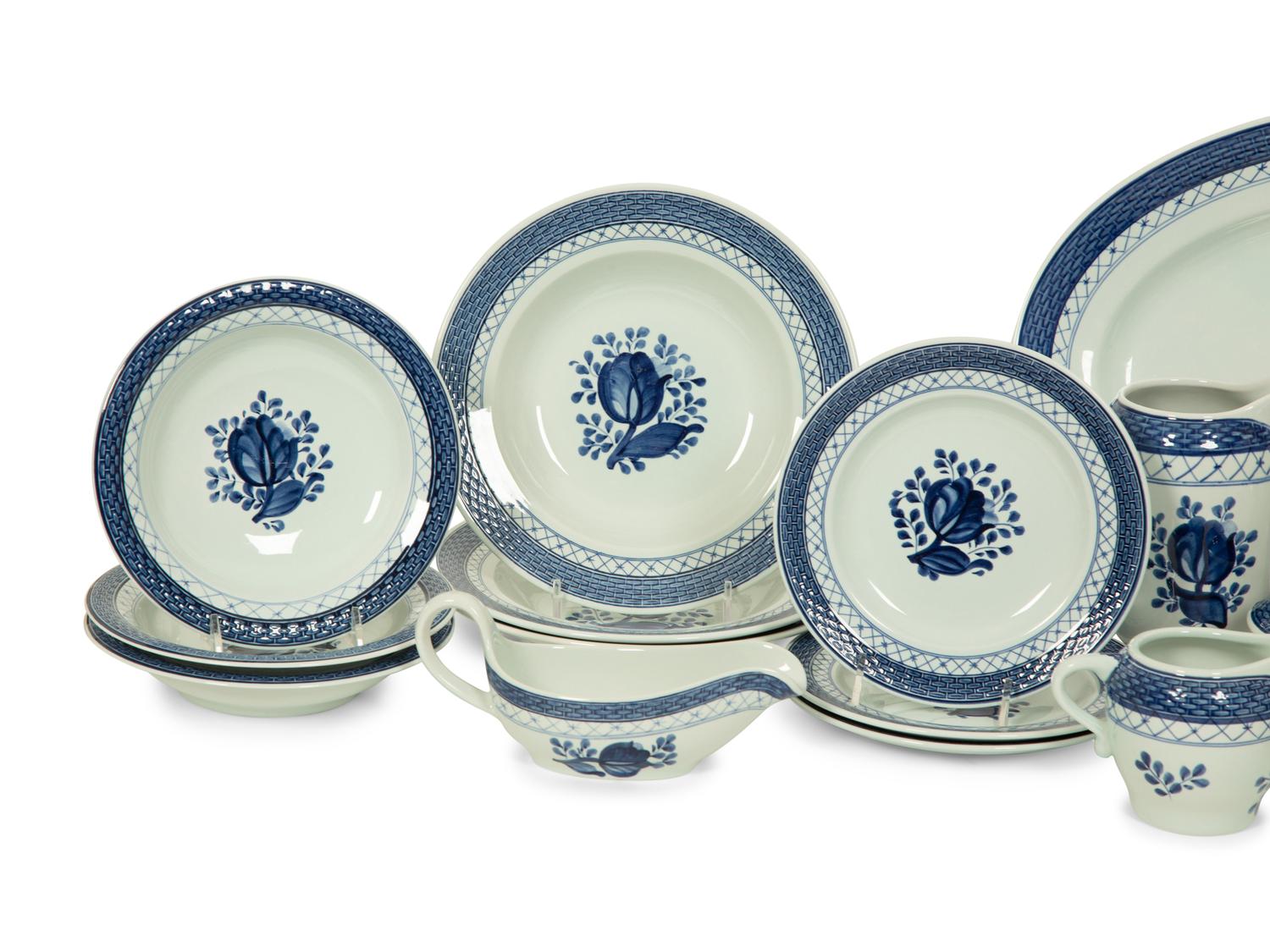 A Royal Copenhagen Tranquebar Blue Porcelain Dinner Service