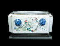 A Chinese Famille Rose Porcelain Square Brush Washer