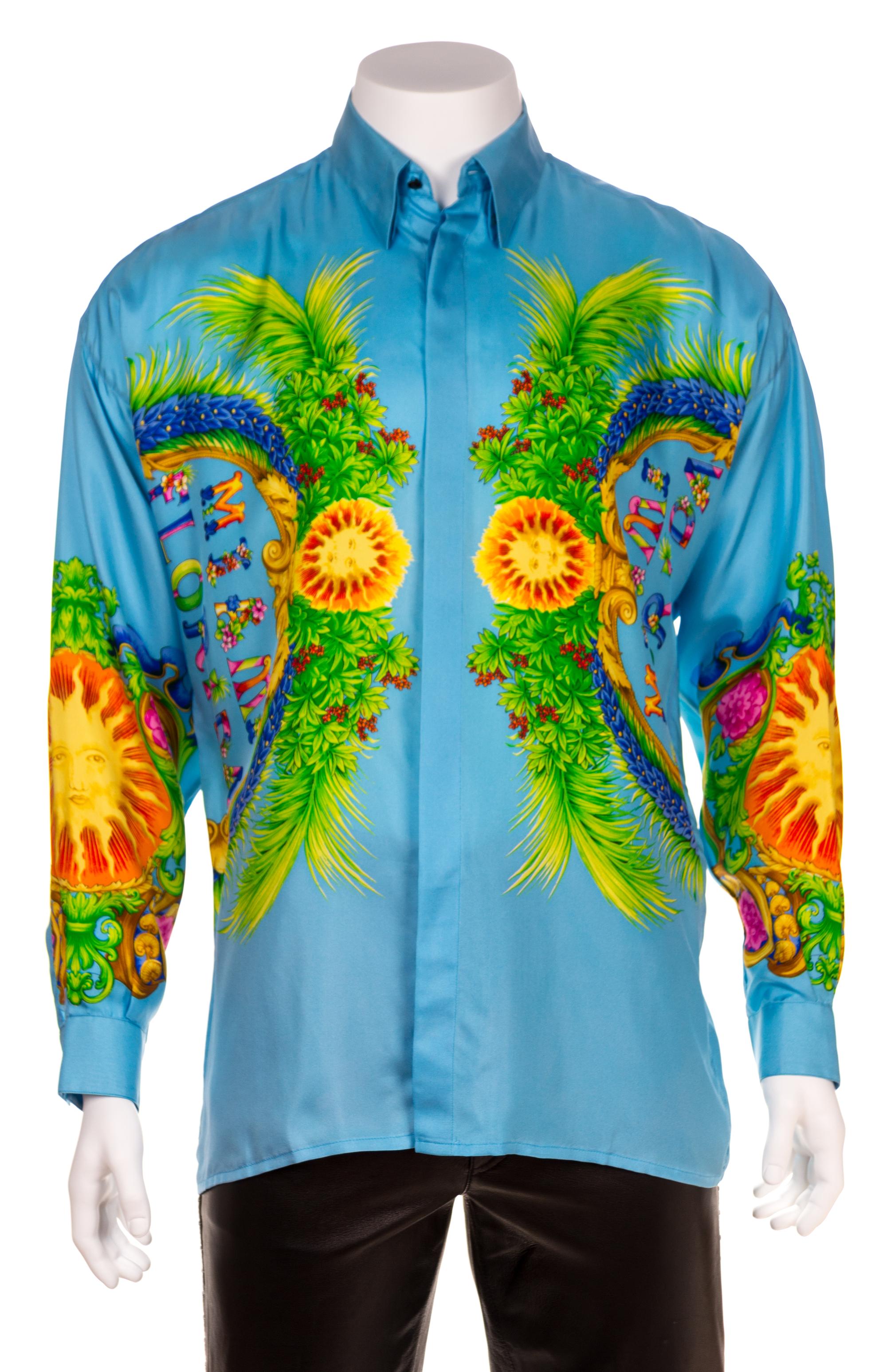 A Gianni Versace Silk Print Shirt, Size 50.
