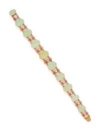 ANTIQUE, CHRYSOPRASE AND DIAMOND BRACELET