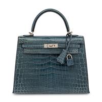 Hermès, Kelly 25 in Bleu Colvert Crocodile with Strap