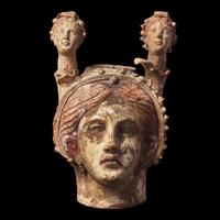 A Canosan Painted Terracotta Votive Vessel