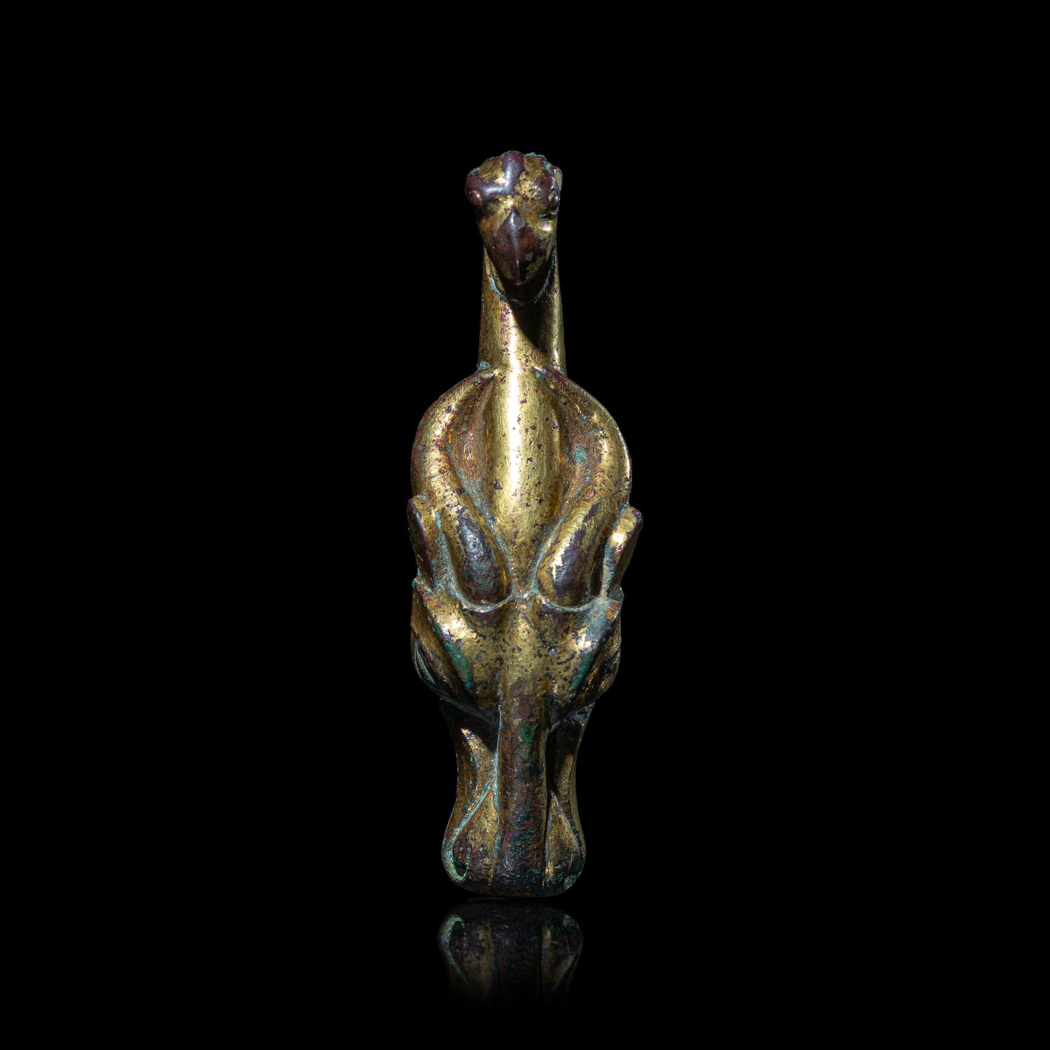 Two Chinese Bronze Garment Hooks, Warring States Period-Han Dynasty 戰國-漢 銅帶鉤兩件