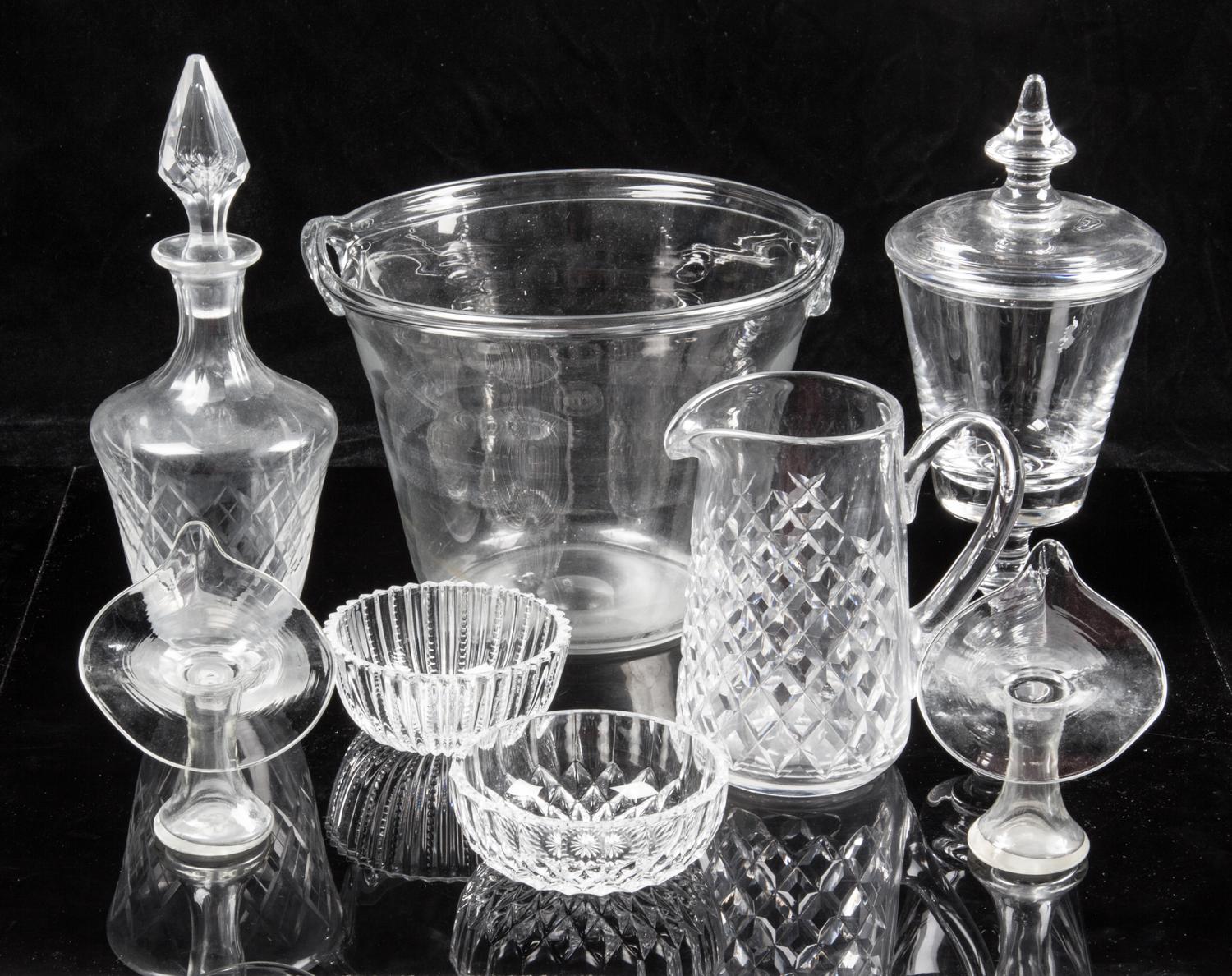 A Group of Glass Articles Height of first 11 3/4 inches.