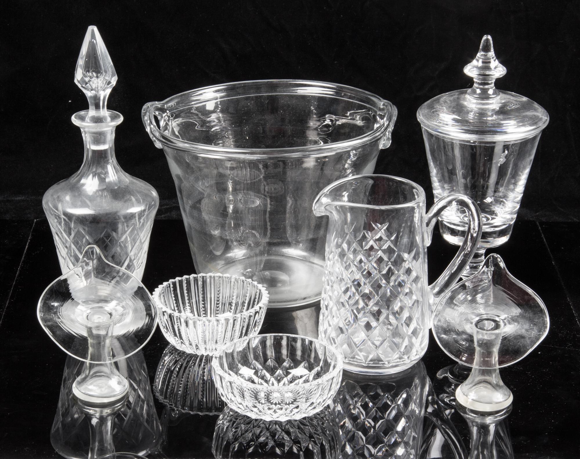 A Group of Glass Articles Height of first 11 3/4 inches.