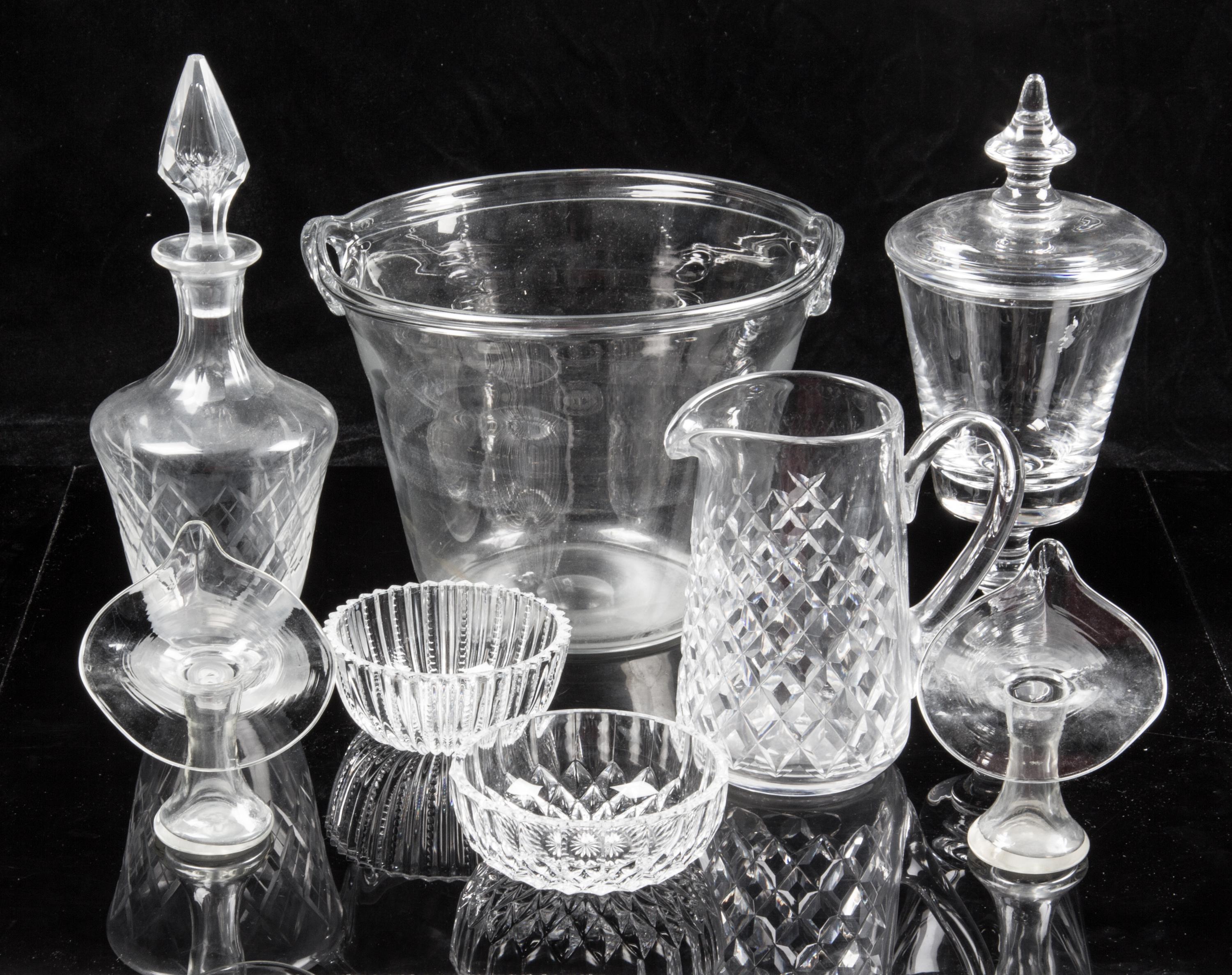 A Group of Glass Articles Height of first 11 3/4 inches.