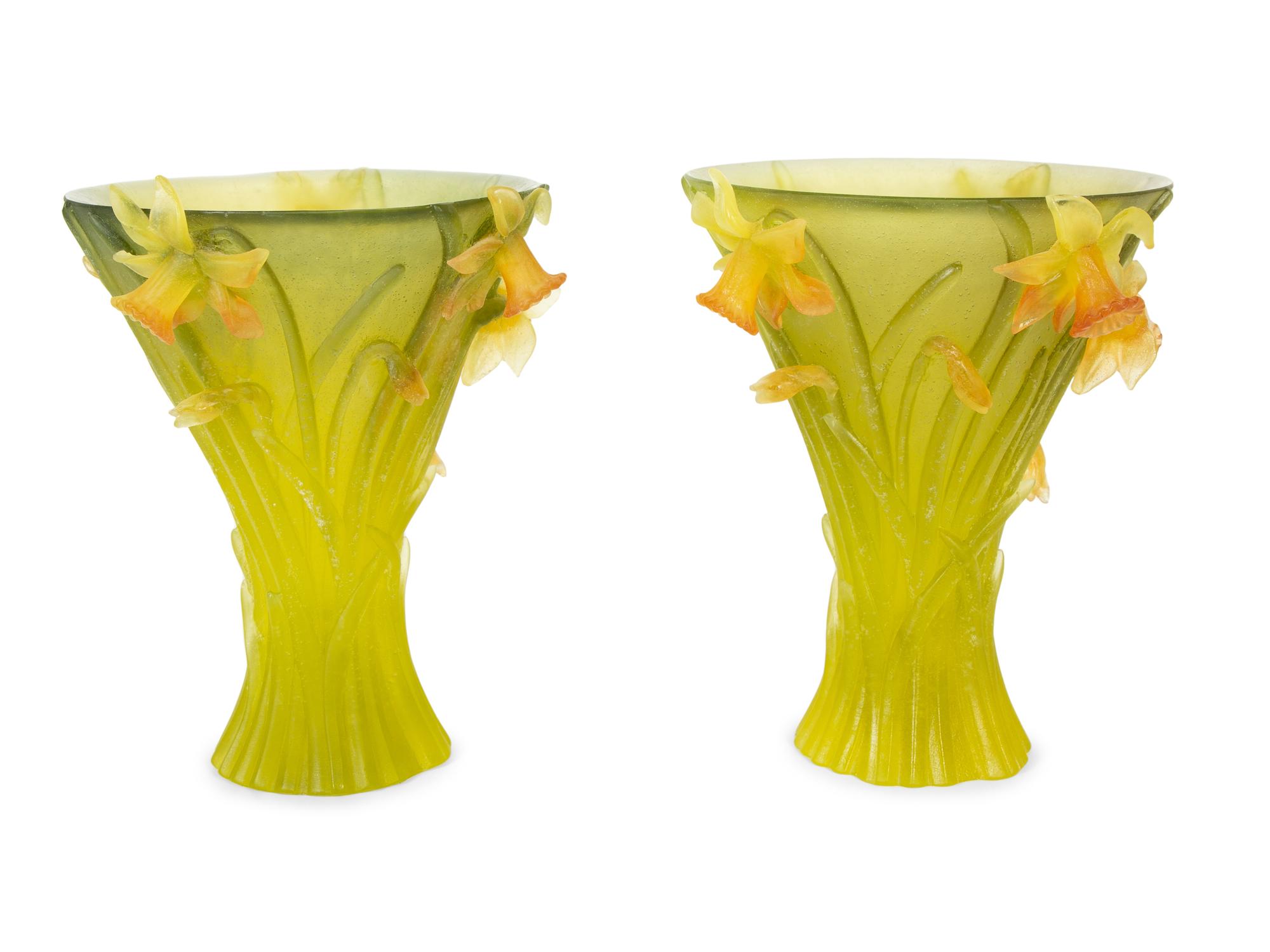 A Pair of Daum Pâte-de-Verre Vases