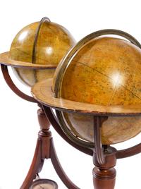 A Pair of Regency Mahogany Twelve-Inch Library Globes Height 35 inches. — G. & J. CARY, LONDON, FIRST QUARTER 19TH CENTURY