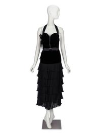 VALENTINO, BLACK VELVET & CHIFFON DRESS