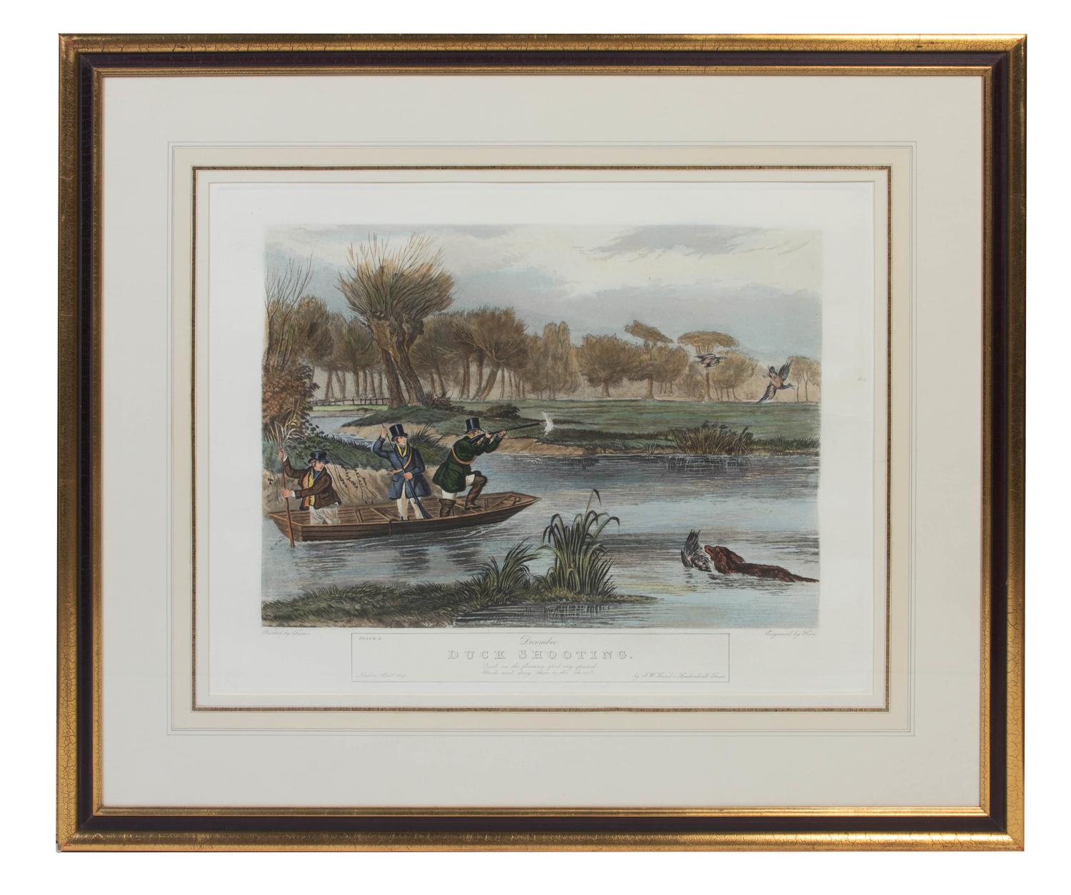 Six English Handcolored Engravings, AFTER FRANCIS CALCRAFT TURNER (BRITISH, C. 1782-1846), Height 17 3/4 x width 22 1/2 inches (visible — AFTER FRANCIS CALCRAFT TURNER (BRITISH, C. 1782-1846),