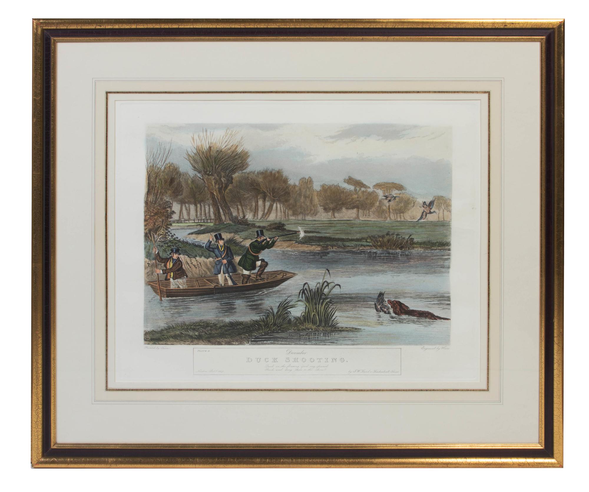 Six English Handcolored Engravings, AFTER FRANCIS CALCRAFT TURNER (BRITISH, C. 1782-1846), Height 17 3/4 x width 22 1/2 inches (visible — AFTER FRANCIS CALCRAFT TURNER (BRITISH, C. 1782-1846),