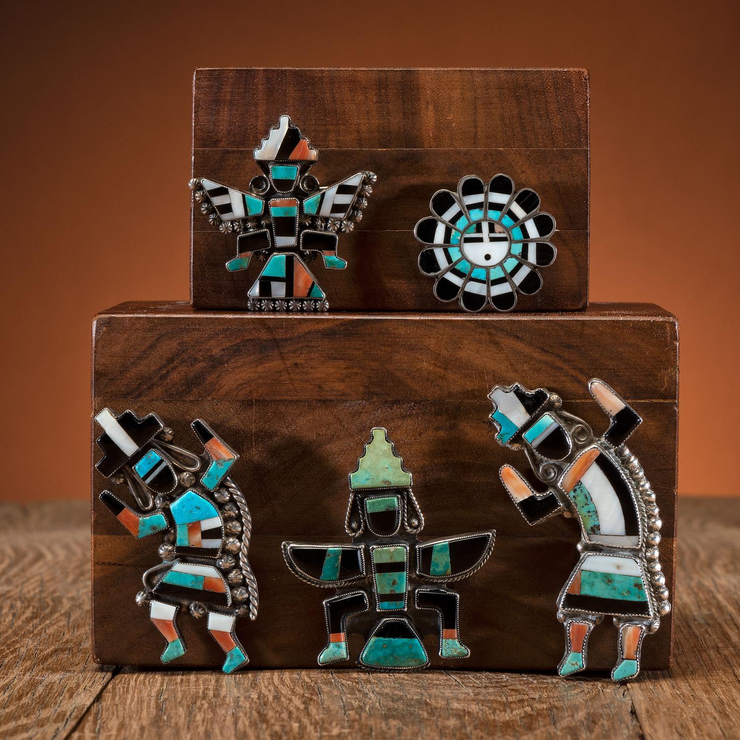 Zuni Mosaic Inlay Pins / Brooches