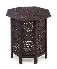 A Middle Eastern Carved Occasional Table Height 24 3/4 x width 24 x depth 24 inches. — MID-19TH CENTURY