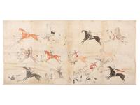 Sioux Painted Pictorial Muslin, Battle Scene