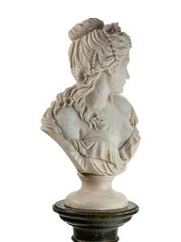 An Italian Carved Marble Bust of a Woman