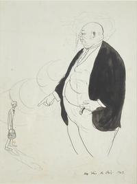 Fat Man with Cigar; and Portrait of Chaliapin in Barber of Seville (a double-sided work), 1908