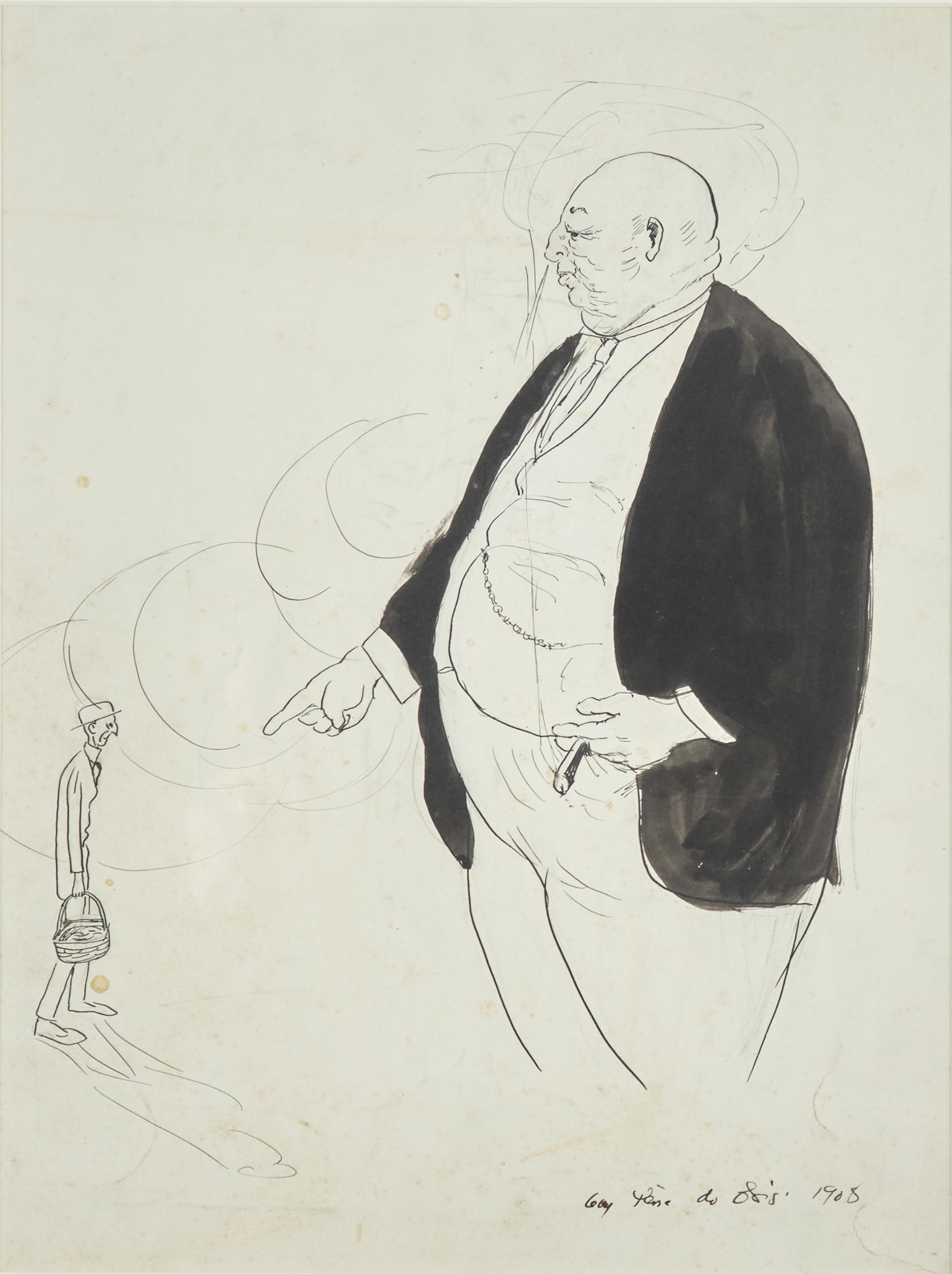 Fat Man with Cigar; and Portrait of Chaliapin in Barber of Seville (a double-sided work), 1908