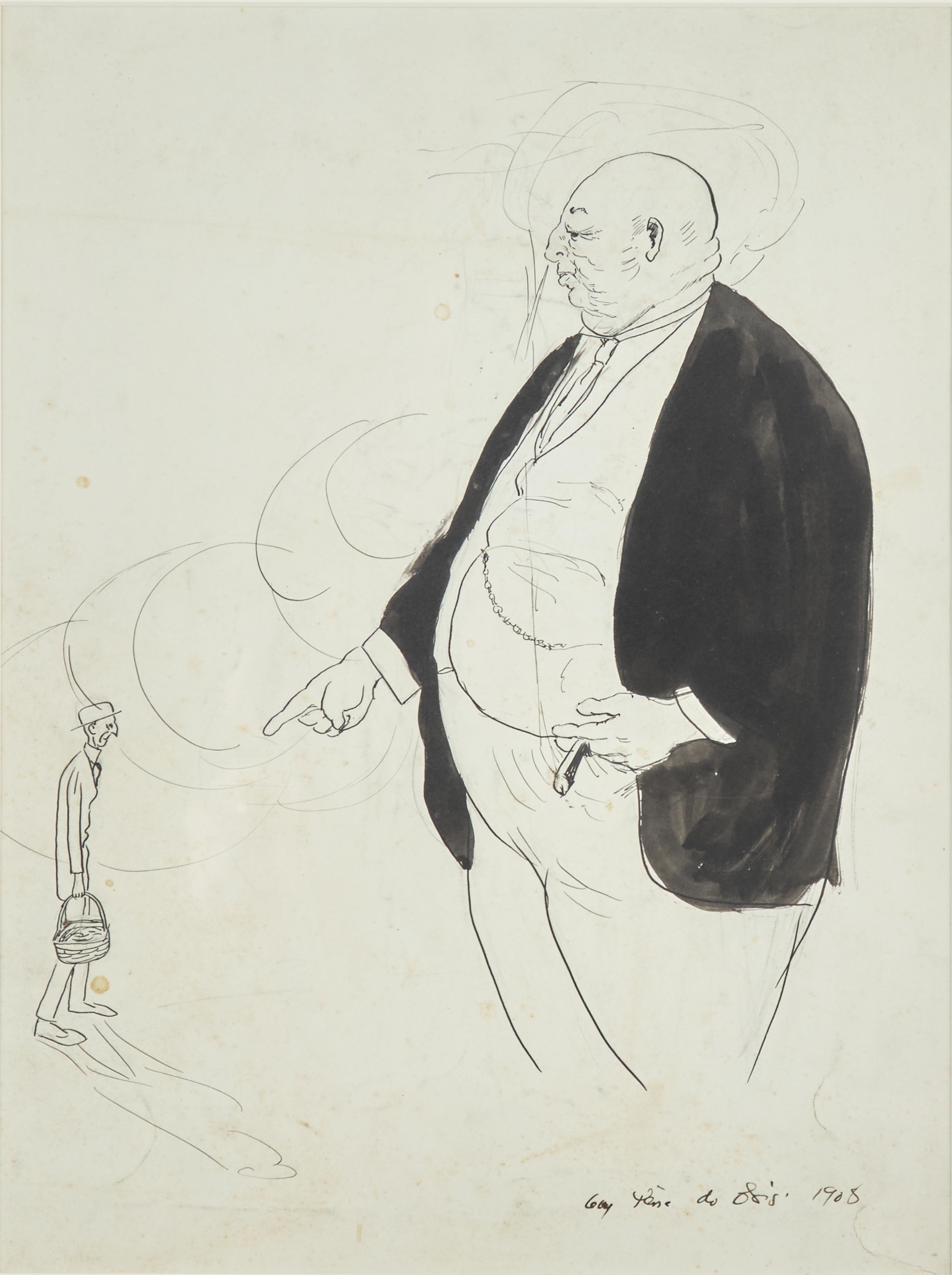 Fat Man with Cigar; and Portrait of Chaliapin in Barber of Seville (a double-sided work), 1908