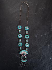 Zuni Mosaic Inlay Sunface Necklace