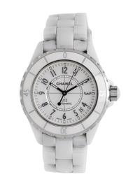CHANEL, STAINLESS STEEL AND WHITE CERAMIC 'J12' WRISTWATCH
