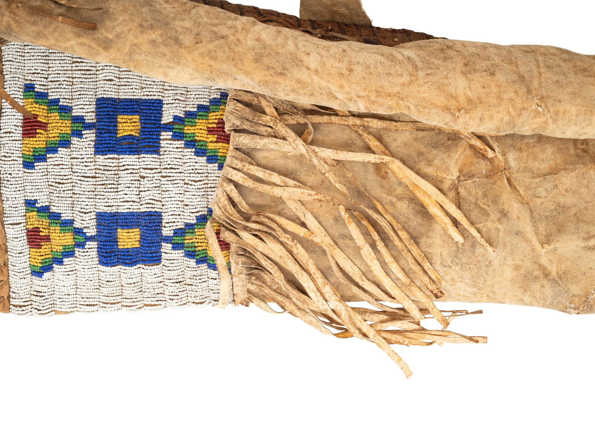 Sioux Beaded Hide Bowcase and Quiver, with Bow and Arrows