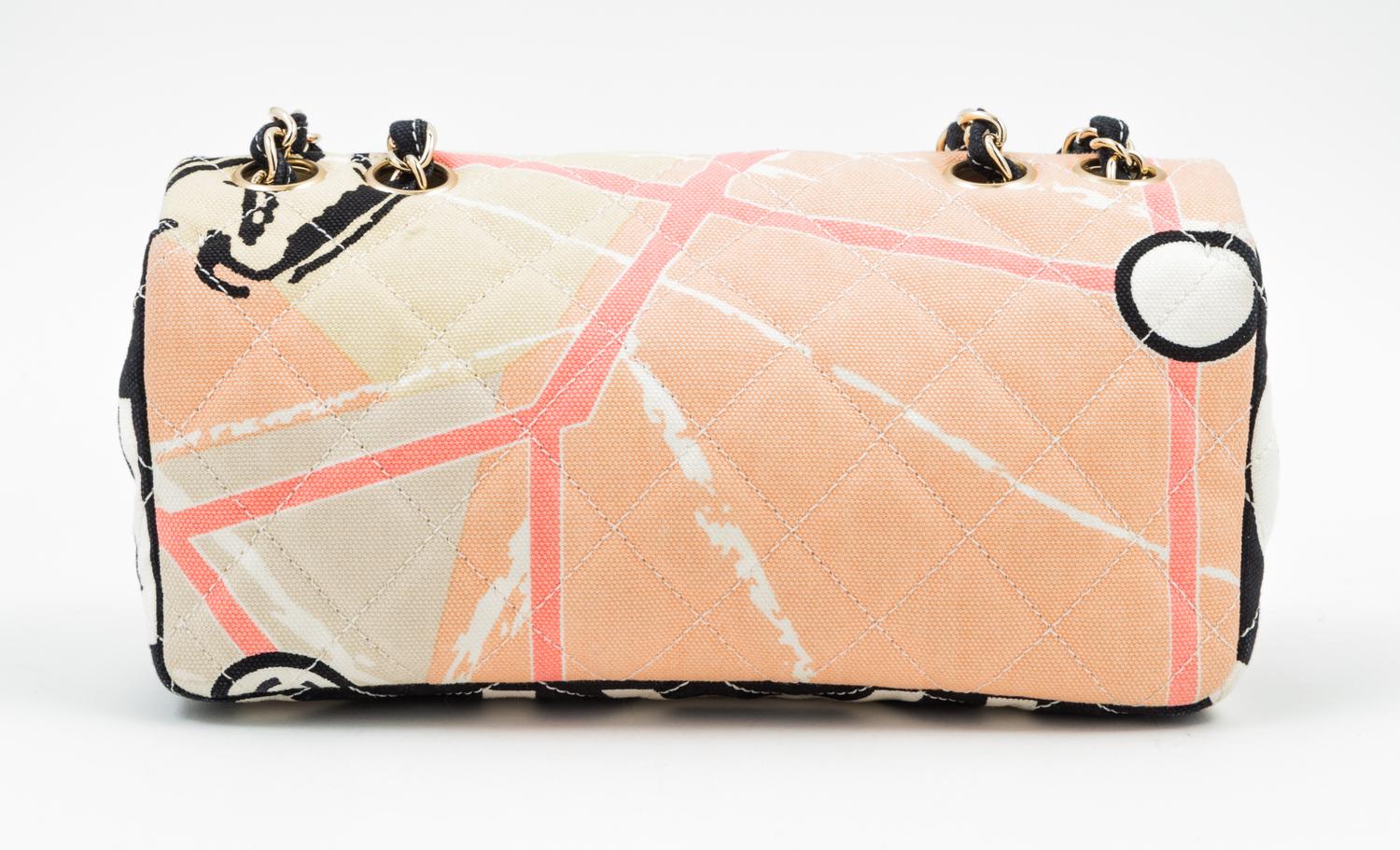 A Chanel Eiffel Tower Print Quilted Flap Bag, 9" x 5" x 2.5"; Strap drop: 16".