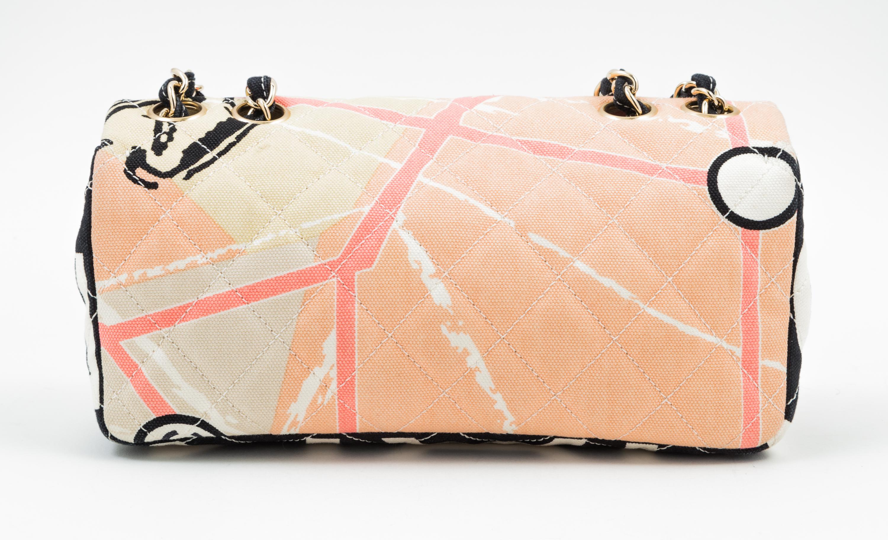A Chanel Eiffel Tower Print Quilted Flap Bag, 9" x 5" x 2.5"; Strap drop: 16".