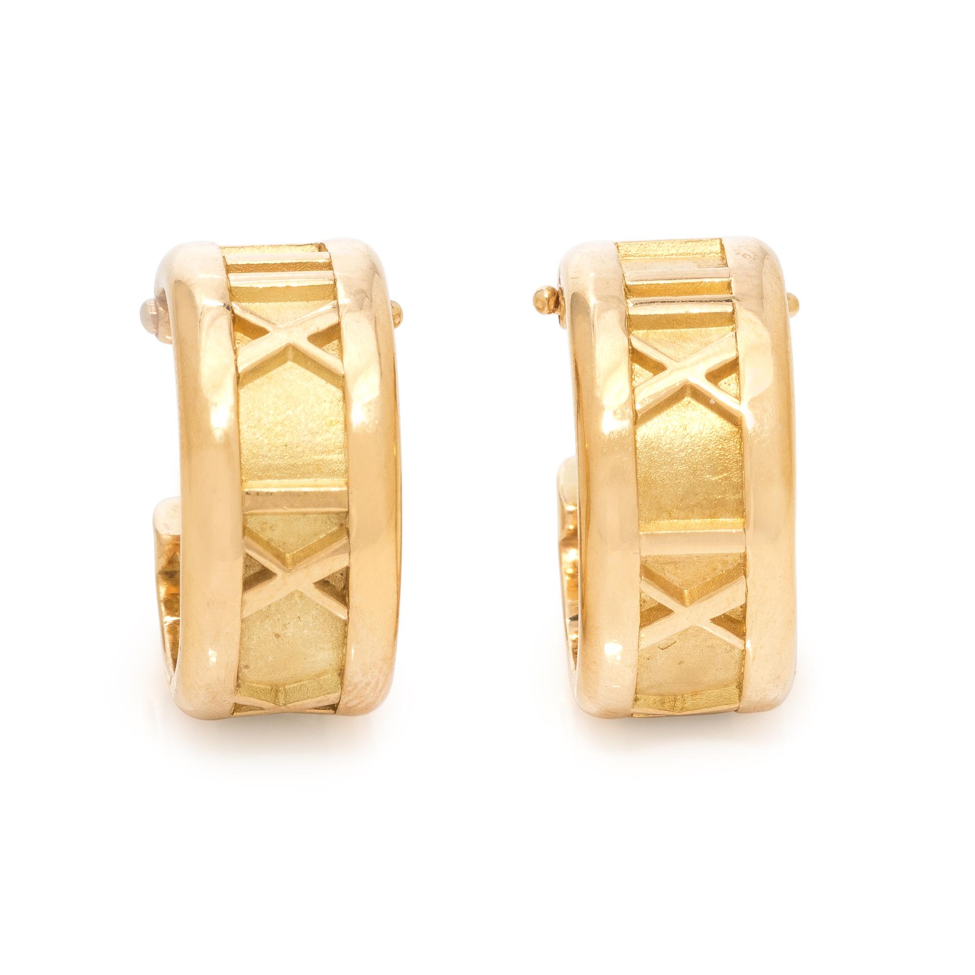 TIFFANY & CO., YELLOW GOLD 'ATLAS' EARRINGS