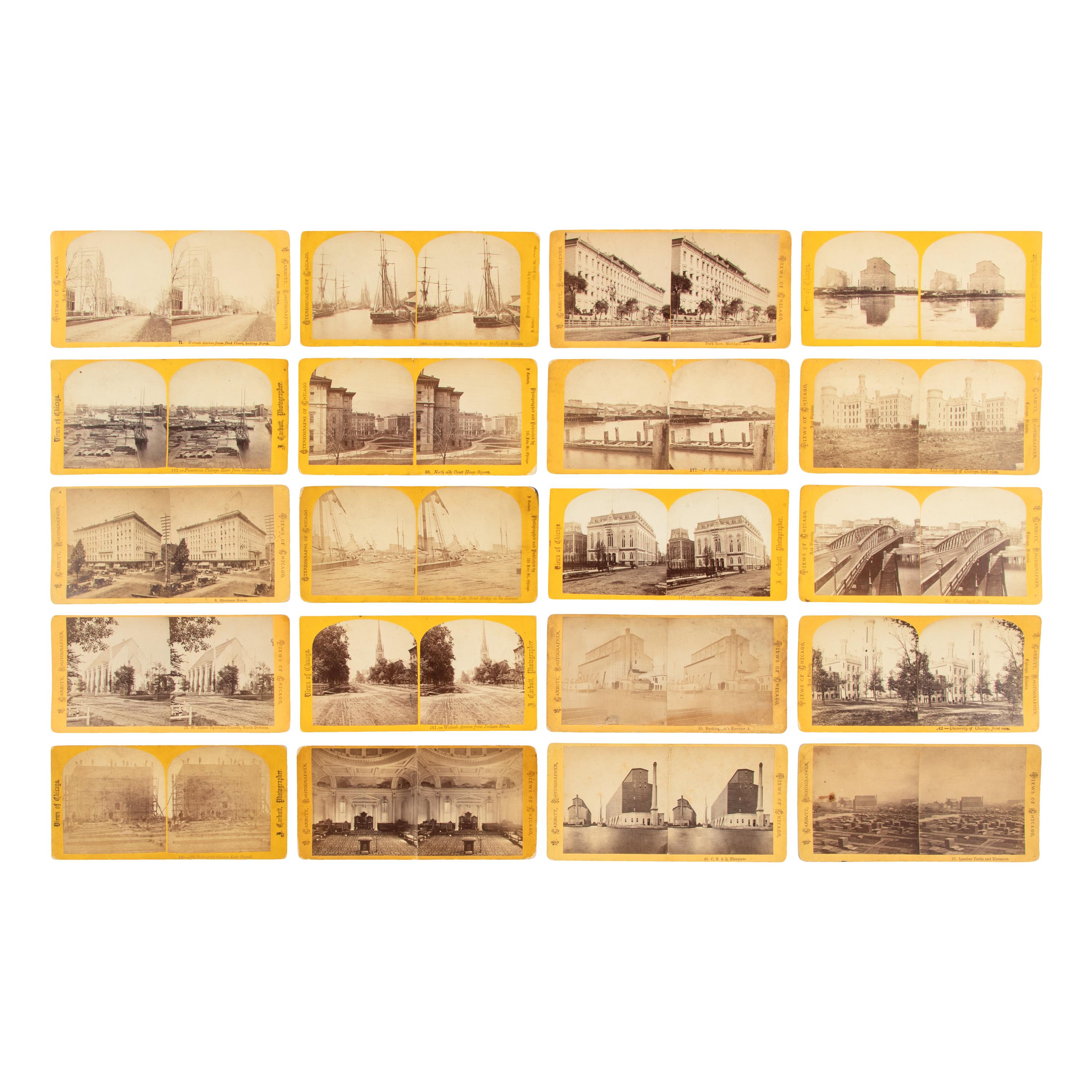 [Chicago Fire]. Carbutt, J. (1832-1905), photographer. A group of over 50 mostly pre-fire stereoviews of Chicago.