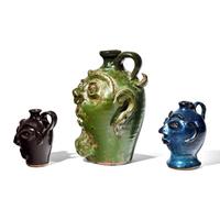 Bobby Ferguson and Stanley Ferguson, Three Glazed Stoneware Face Jugs