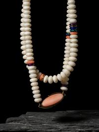Single-strand White Coral Necklace, PLUS 14K Gold and Dolomite Clip Earrings