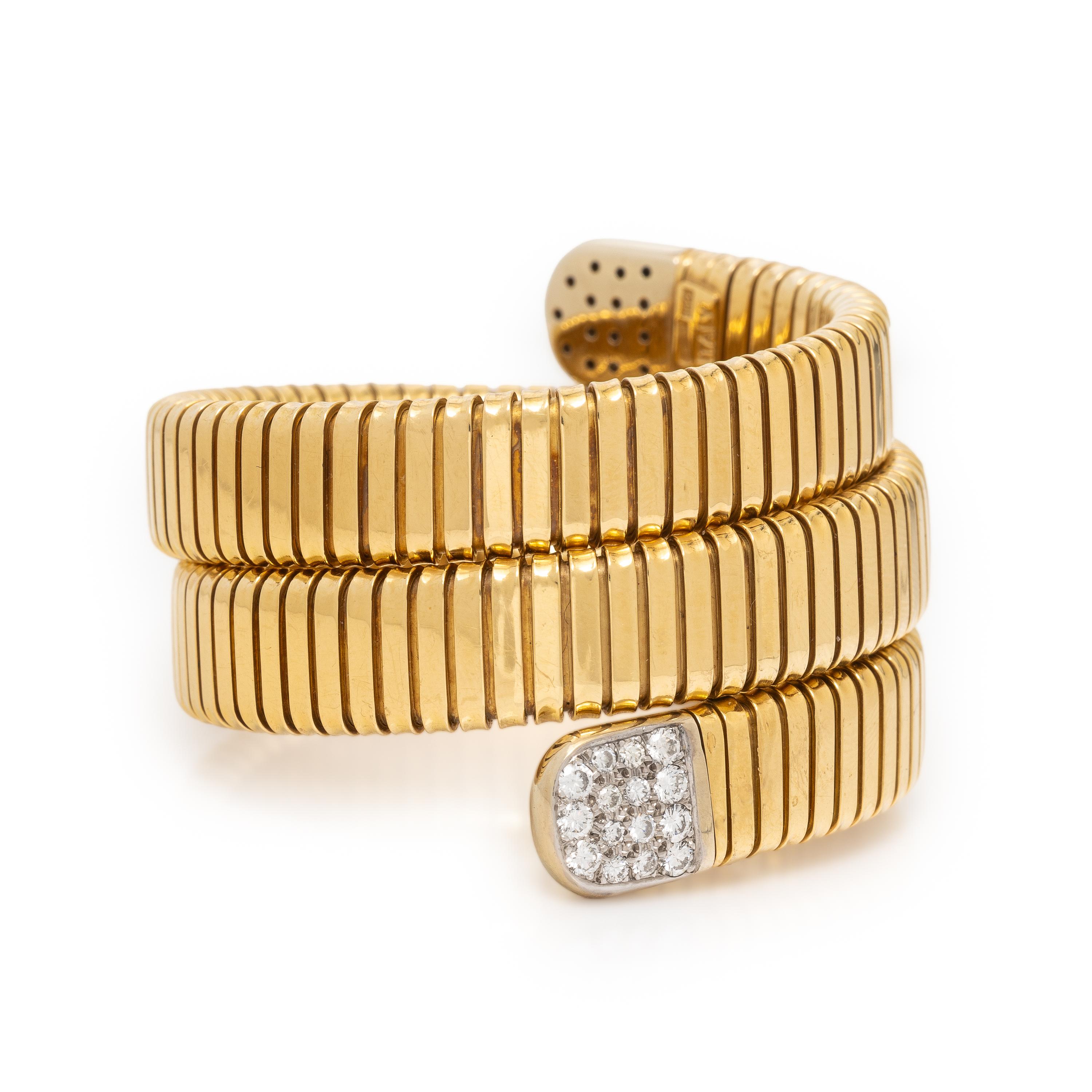 Diamond and Yellow Gold Tubogas Bracelet