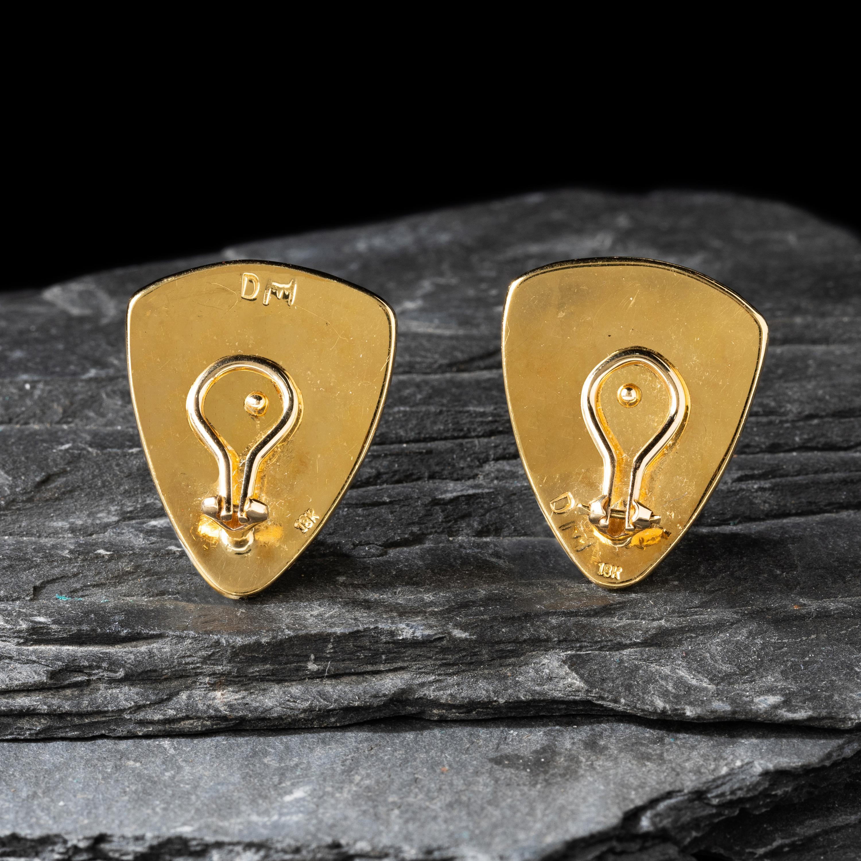 Dina Huntinghorse (Wichita-Kiowa, act. since 1980s) — 18K Gold and Diamond Clip Earrings