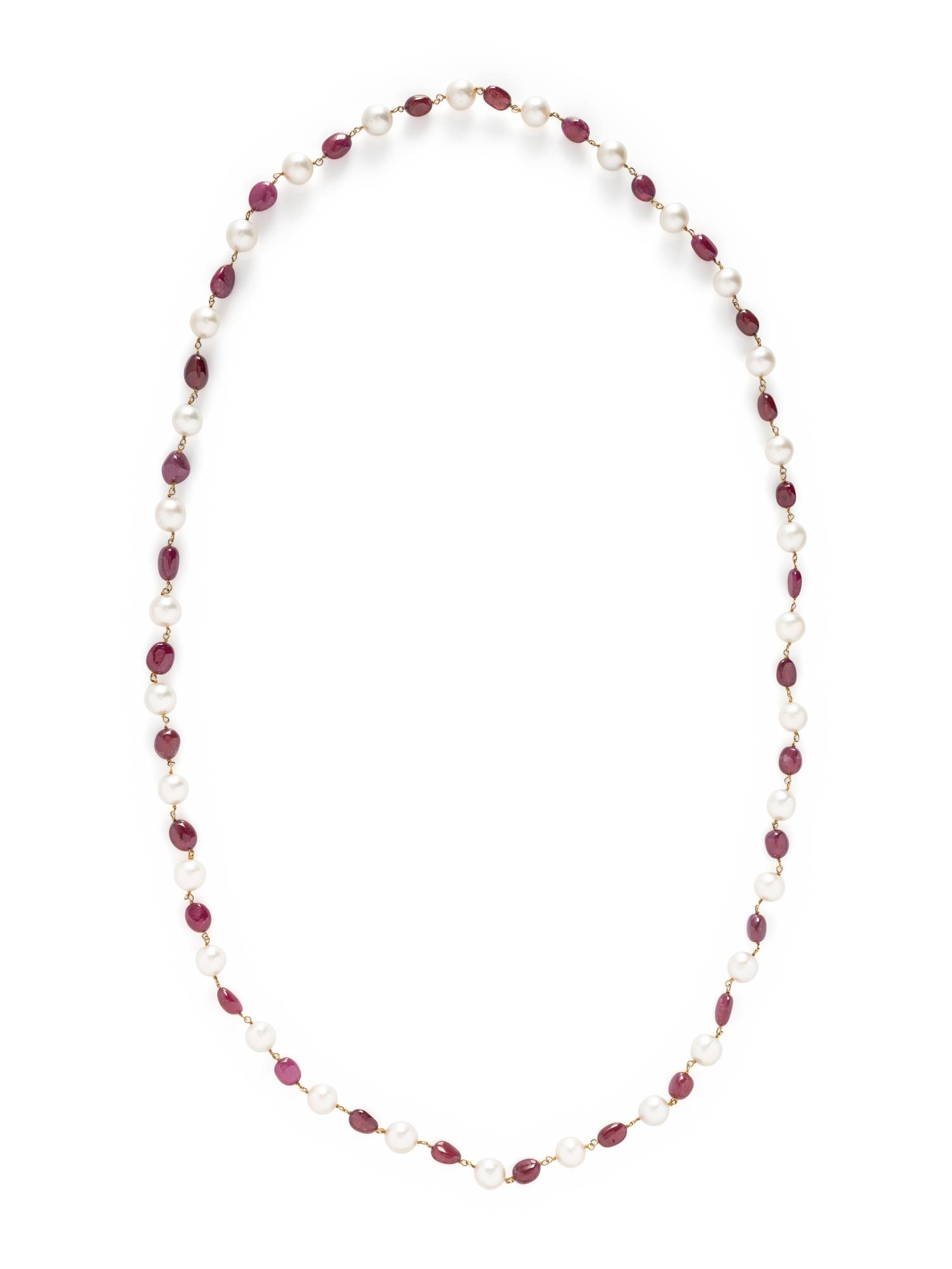 CULTURED PEARL AND COMPOSITE GEM NECKLACE