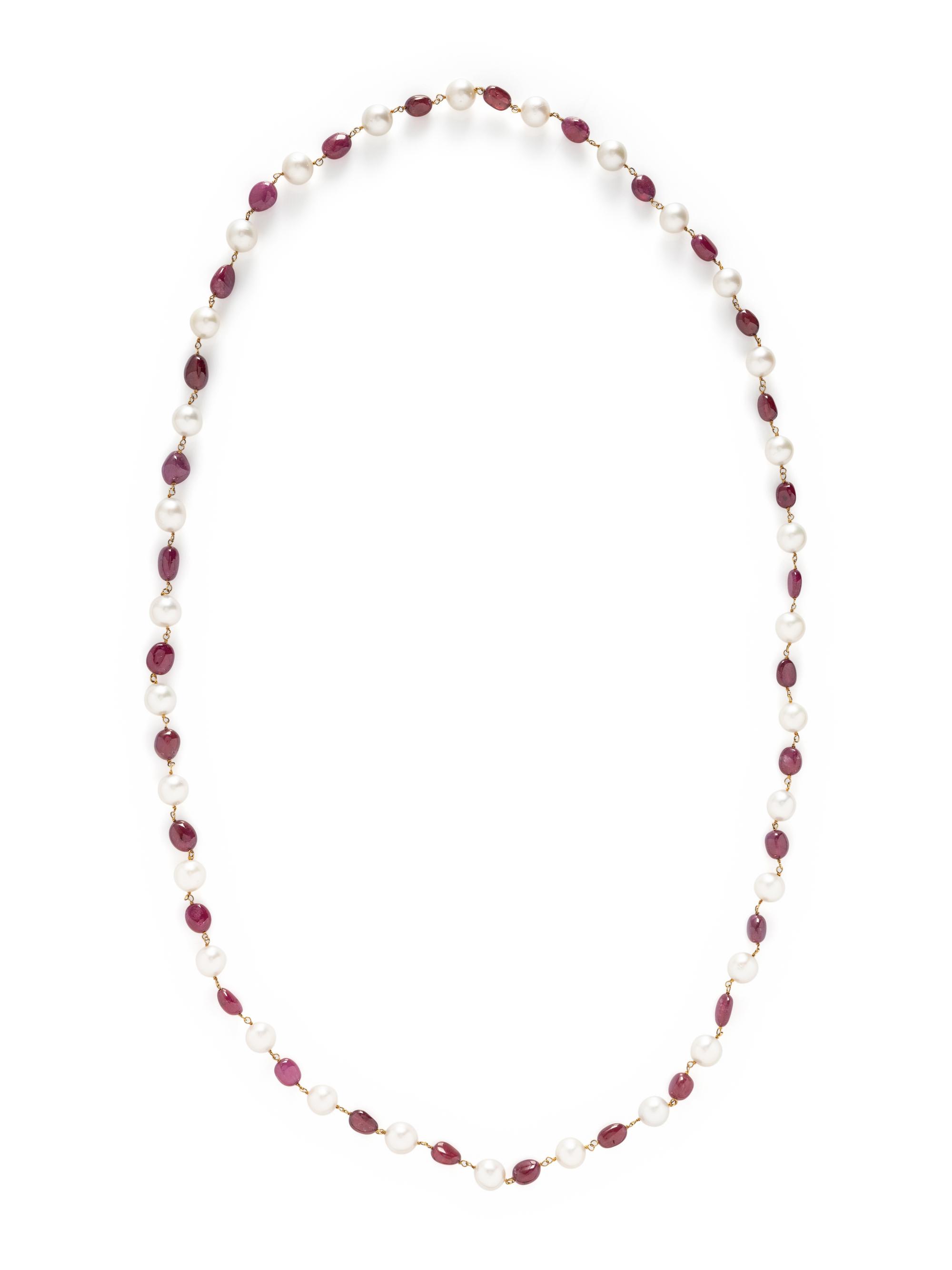 CULTURED PEARL AND COMPOSITE GEM NECKLACE