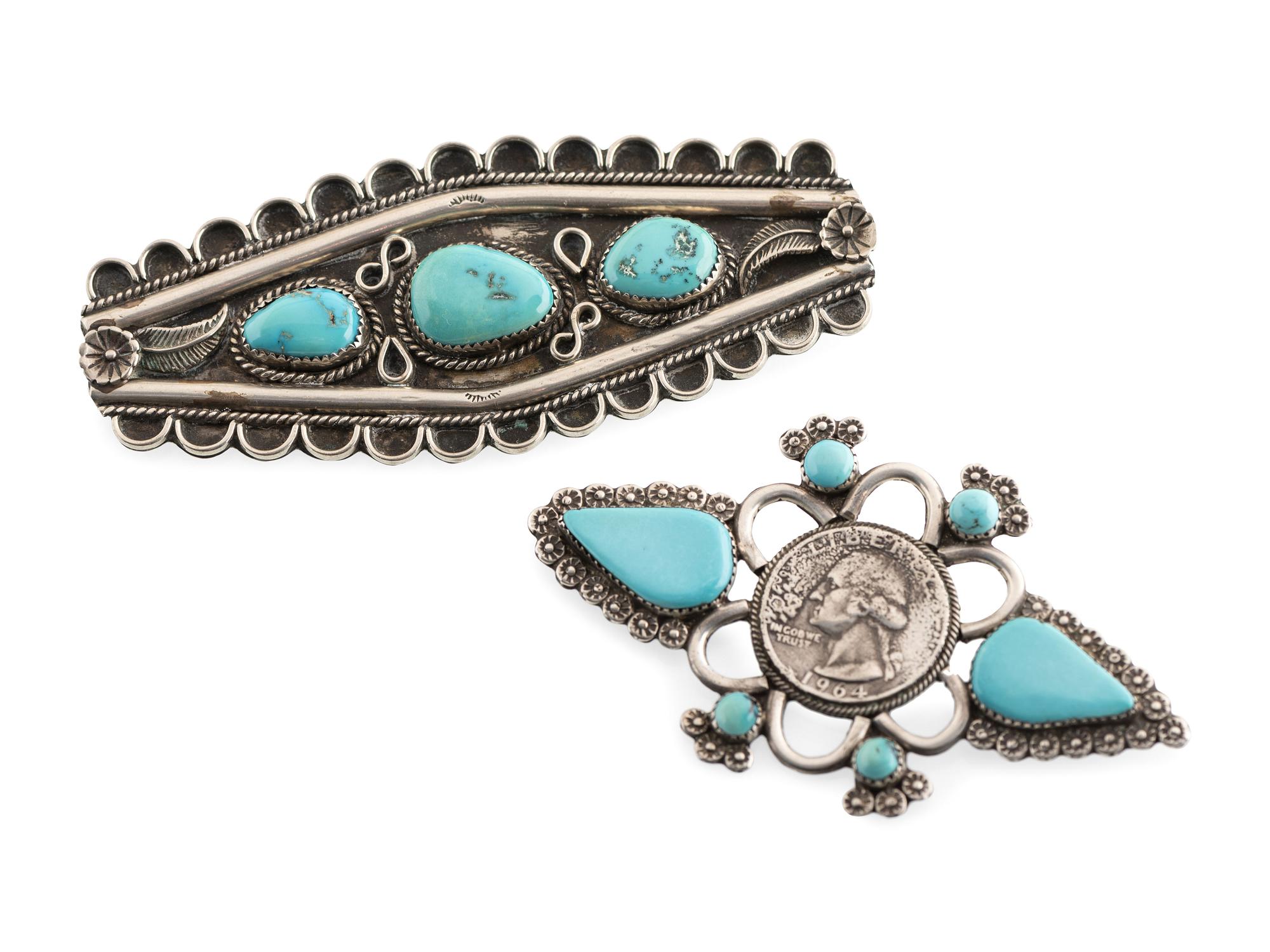 Navajo Silver and Turquoise Pins / Brooches