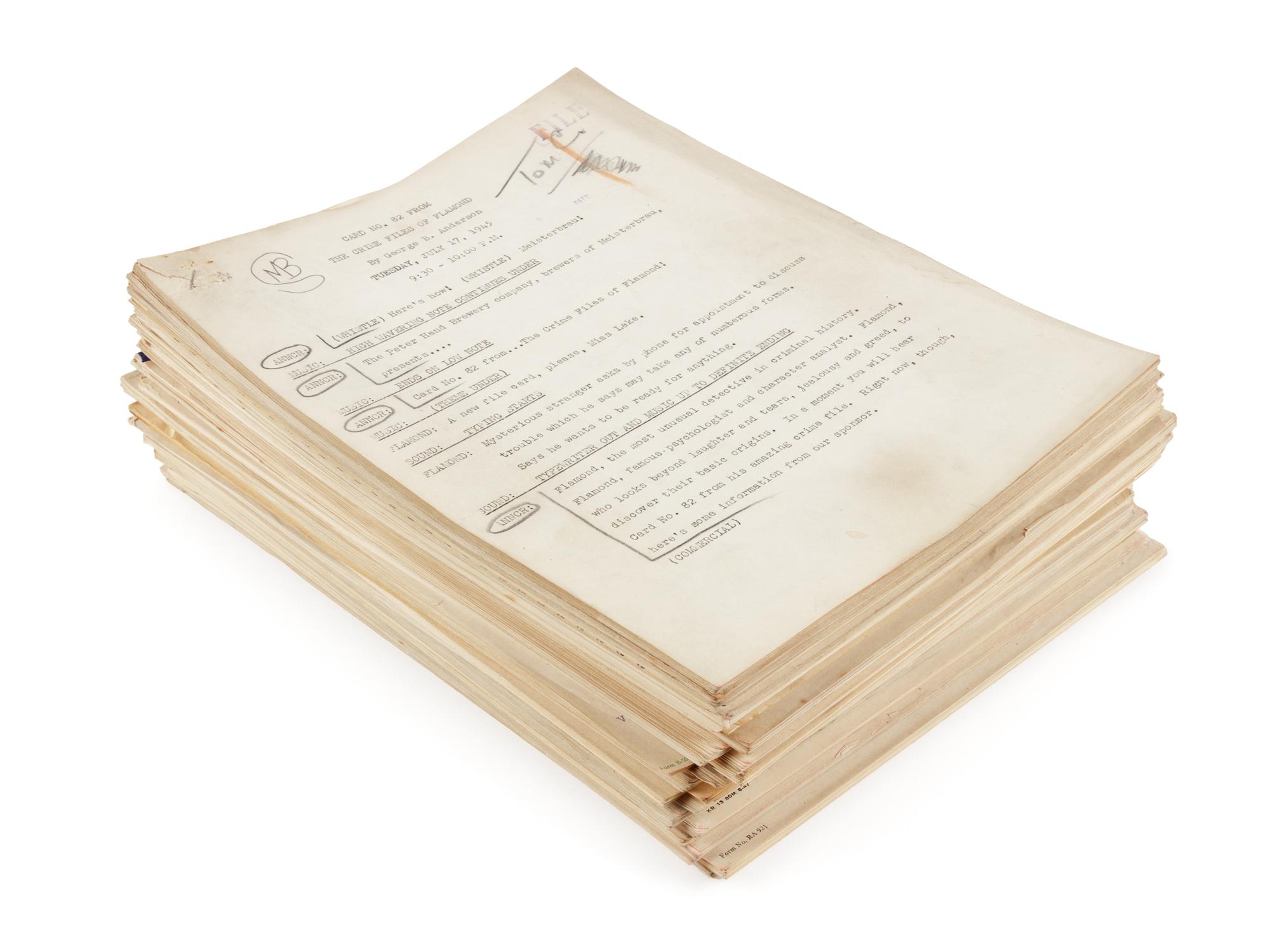 [CHICAGO HISTORY - BROADCASTING]. A group of 33 scripts for radio-programs, produced and broadcast in Chicago, 1945-1954.