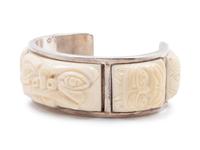Northwest Coast Sterling Cuff with Carved Inlay