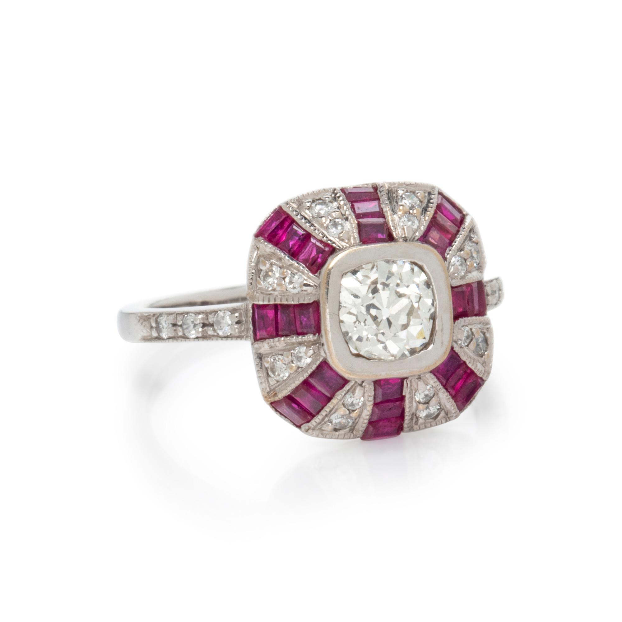 WHITE GOLD, DIAMOND, AND RUBY RING