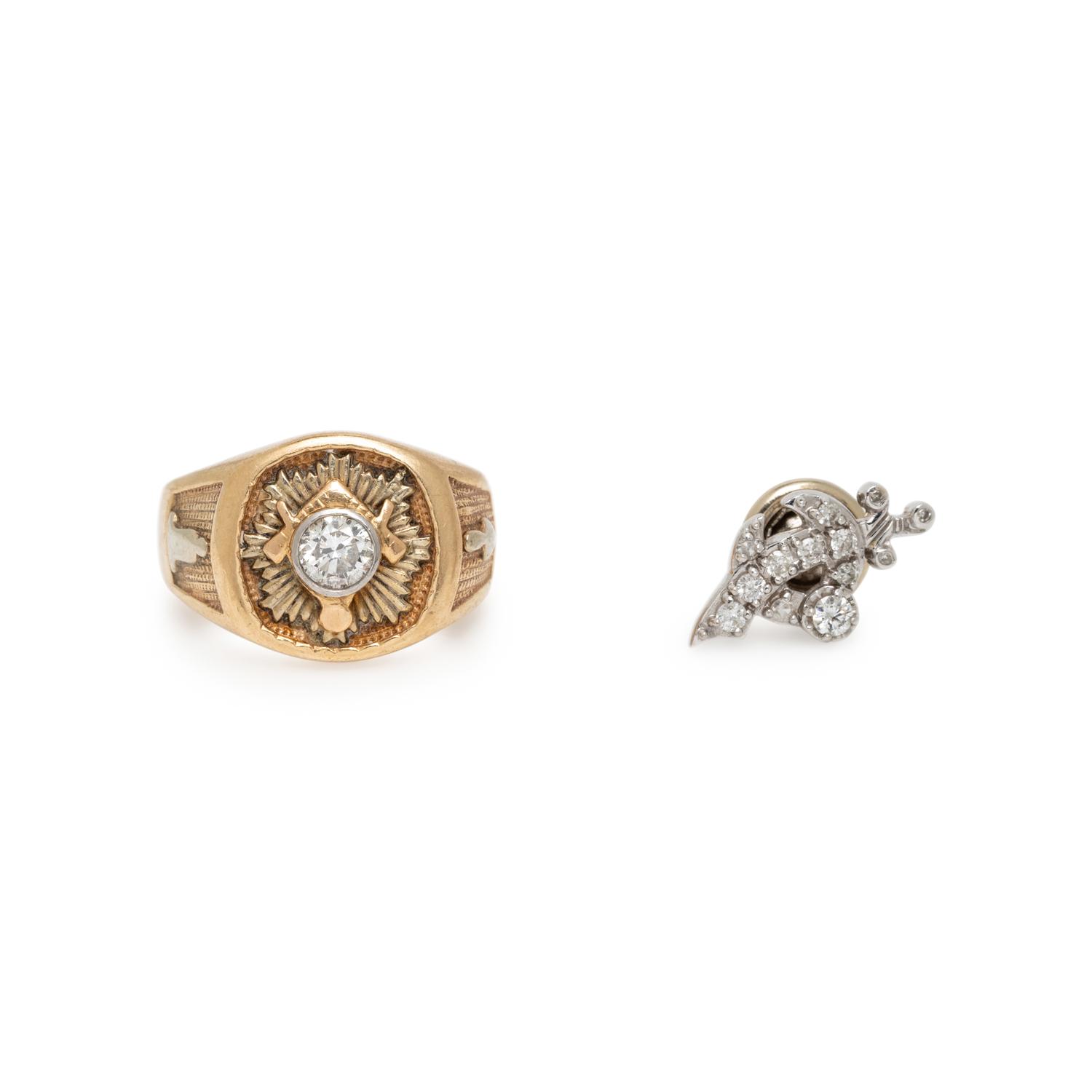 COLLECTION OF DIAMOND MASONIC JEWELRY
