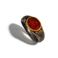 A Roman Gilt-Silver and Carnelian Finger Ring with the Goddess Minerva