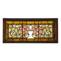 A Leaded Glass Window 43.5" w x 2" d x 20" H — United States, 19th Century