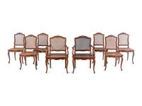A Set of Eight Louis XV Style Mahogany Dining Chairs