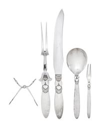 A Georg Jensen Cactus Silver Flatware Service